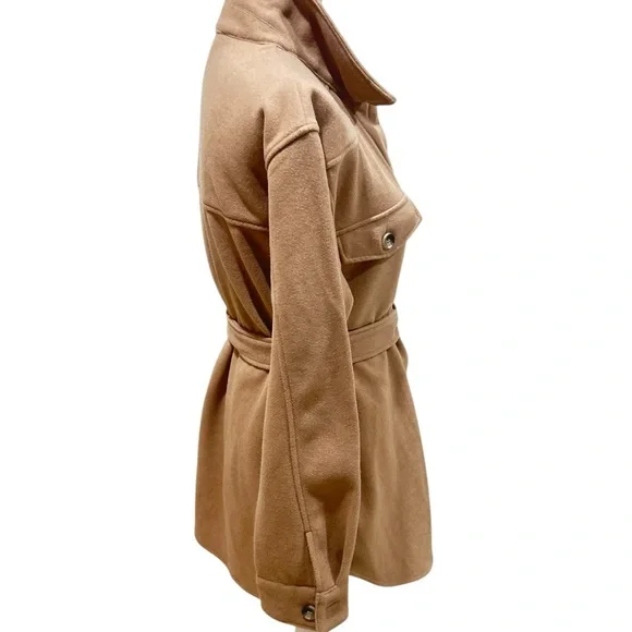 Joie Camel Belted Blazer shacket shirt jacket size medium - Picture 7 of 10